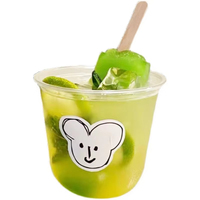 Gobelets à thé au lait Boba personnalisés avec logo imprimé, gobelets en plastique transparent pour Bubble Tea en forme de U avec couvercles