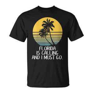 Camiseta 'Florida Is Calling Must Go' para amantes de Florida, ideal para vacaciones en la playa - Product Image 1