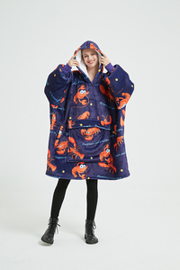 Thiết Kế Chất Lượng Cao Tùy Chỉnh Phim Hoạt Hình Quá Khổ Flannel Sherpa Mặc Hoodie Áo Trùm Thun Chăn Với Mui Xe Quà Tặng - Product Image 2