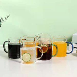 Tazza di vetro rotonda ecologica 350ml/12oz con manico colorato per bere ogni giorno - Product Image 2