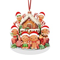 Ornement en résine en forme de bonhomme de pain d'épices, maison en pain d'épices et canne en sucre pour décoration suspendue de sapin de Noël, pour la maison et les fêtes de fin d'année