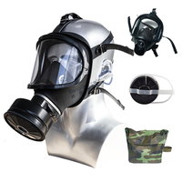 Masque à gaz intégral à grande fenêtre pour la lutte contre les incendies et les secours, anti-filtre bactéries, fumée et poussière radioactives HJ14 en silicone