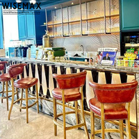WISEMAX FURNITURE Mobilier de bar vintage américain, chaises de bar en bois massif, tabourets de restaurant avec décorations à rivets pour hôtel, café