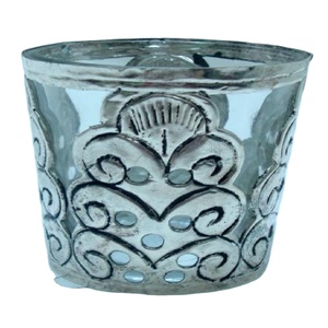 Crafted Metal Votive & <b>Tealight</b> Candle <b>Holders</b> Embossed Brass & Clear Glass <b>Tealight</b> <b>Holders</b> - Product Image 1