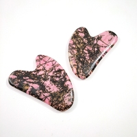 Outil pour le visage Guasha en pierre naturelle, en forme de cœur, en rhodonite, jaspe, Gua Sha, pour le massage du visage, bricolage, vente en gros