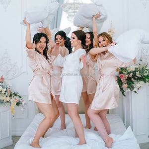 تخفيضات هائلة بلون واحد حرير ساتان كيمونو رداء نسائي لحفلات الزفاف فستان حفلات الصباح ثلاثة أرباع كم زفاف وصيفة العروس - Product Image 6