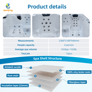 Baignoire <span class=keywords><strong>Spa</strong></span> Autoportante de Luxe en Acrylique Aquaspring 2,3 m Jacuzzi Extérieur avec 73 Jets <span class=keywords><strong>6</strong></span> <span class=keywords><strong>Places</strong></span> - Product Image 3