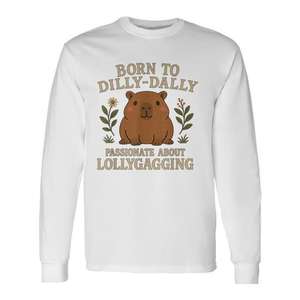 Camiseta de manga larga Capybara Born To Dilly Dally, entusiasmada con el tiempo libre - Product Image 1