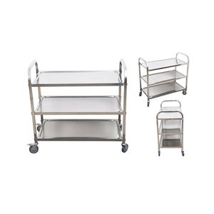 Chariot de cuisine à 3 niveaux en acier inoxydable Db 85x45x90cm avec roues, chariot utilitaire de taille moyenne - Product Image 5