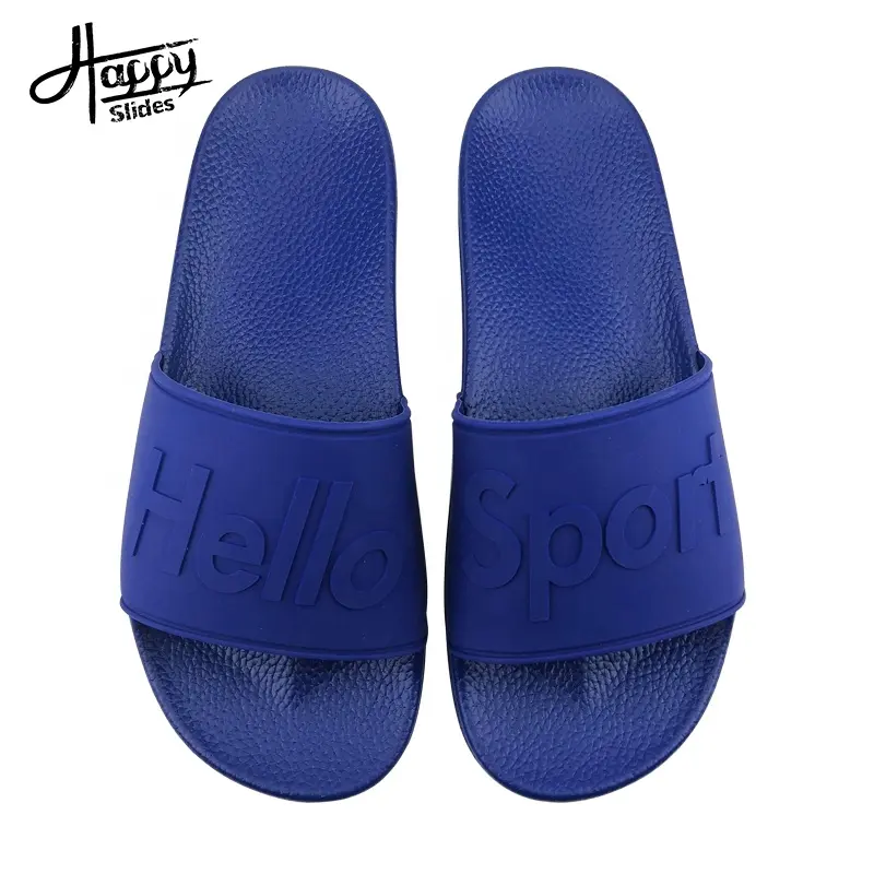 Sandalias Jinjiang deportivas planas de goma Happyslides para hombre, zapatillas chinas, sandalias personalizadas, zapatillas azules deslizantes