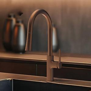 Robinet de cuisine extractible en laiton massif robuste, mitigeur monocommande anti-fuite à poser sur évier pour usage quotidien familial - Product Image 5