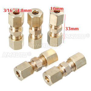 5/10/20pcs Brass <b>Brake</b> Line Union <b>Fittings</b> Straight Reducer Compression Connector 3/16" OD Hydraulic <b>Brake</b> Lines <b>Pipe</b> 33 X 10mm - Product Image 1