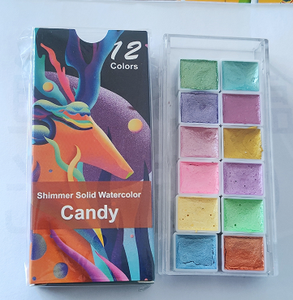 6/12 couleurs <span class=keywords><strong>bonbons</strong></span> miroitant solide <span class=keywords><strong>aquarelle</strong></span> ensemble Portable demi-casserole pour calligraphie peinture et artiste pour papier - Product Image 2