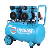 Compresseur d'air à piston portable silencieux sans huile certifié CE TUV professionnel 1500W, débit élevé 212L/min, norme européenne, double tête