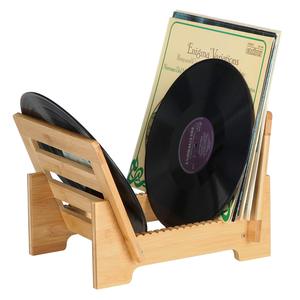 Support de rangement pour disques vinyles en bambou pour <span class=keywords><strong>CD</strong></span>, DVD, LP, albums, capacité 50, pour la maison, le bureau, vente en gros, OEM, logo personnalisé - Product Image 1