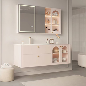 Meuble de salle de bain de style français, design moderne, lavabo d'hôtel, meuble-lavabo avec miroir - Product Image 6