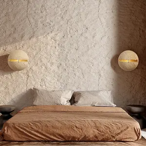 Lámpara de pared travertino LED creativa Wabi Sabi, candelabro de decoración de piedra Natural para sala de estar, pasillo, escalera para hoteles en casa - Product Image 4