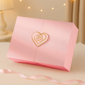 Pink Double Opening Luxury <b>Paper</b> Box <b>Embossed</b> Printing Wholesale Packaging for Valentines Day and Birthday Gifts - Product Image 1