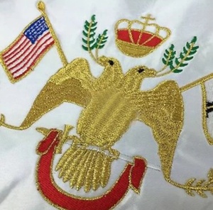 Wholesale 33rd Degree Masonic Rose Croix Regalia Set Embroidered Leather Apron Gauntlets Collar with Wing Down Feature - Product Image 2