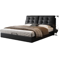 Lit de rangement luxueux de style européen moderne JUNYUHAO, taille King/Queen, en cuir de qualité supérieure, mousse haute densité, certifié E0, structure en pin