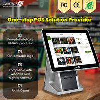 POS-терминал с двумя сенсорными экранами (15.6+8 дюймов), Intel J6412, 4 ГБ DDR4, SSD 64 ГБ, HD-разрешение, принтер 80 мм