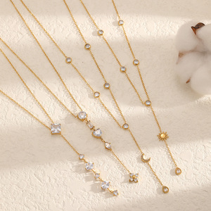 สร้อยคอแฟชั่นสแตนเลสประดับเพชรซิร์คอนสำหรับผู้หญิง จี้รูปพระจันทร์ สายยาว สไตล์หรูหรา เหมาะสำหรับงานปาร์ตี้ - Product Image 3