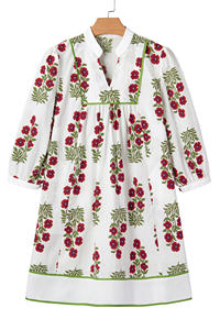 Dear-Lover Vente en gros de vêtements décontractés pour femmes, <span class=keywords><strong>boutique</strong></span> de vêtements, robe courte à fleurs blanche à col en V et manches 3/4, ample - Product Image 2