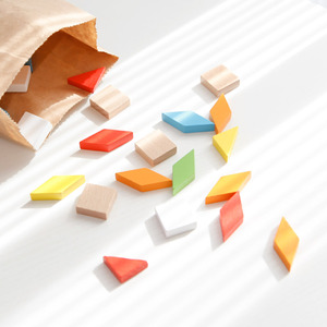 Khối Gỗ Xếp Hình Hình Học Cho Trò Chơi Quà Tặng Đồ Chơi Giáo Dục STEM Montessori Họa Tiết Hình Dạng Đầy Màu Sắc - Product Image 2