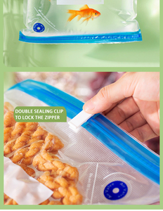 BPA-free vacuum zipper bags with air valves, reusable <b>plastic</b> sandwich freezer vacuum bags for <b>kitchen</b> food storage. - Product Image 4