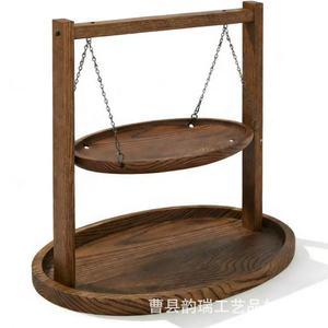 Estante de madera para pasteles de 2 niveles, ovalado, para exhibir en la mesa de fiestas. - Product Image 2