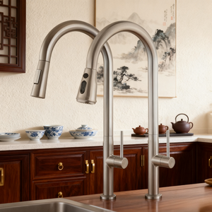 Robinet de <span class=keywords><strong>cuisine</strong></span> moderne YIDA à poignée unique, flexible, finition brossée, système anti-colmatage, valve écologique - Product Image 2