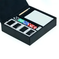 Vendita calda Nero Scatola di Carta di Cuoio Doppio Playing Card Set
