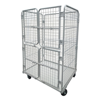 Cage mobile industrielle robuste en acier pour chariot pliable à 3 côtés en fil métallique