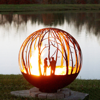 Boule de feu de jardin, découpe laser, foyer sphérique, conception OEM, boule de feu