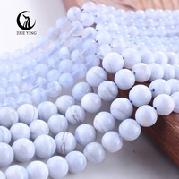 Perles d'agate bleue dentelle naturelle Zhe Ying 6 mm 8 mm 10 mm pour la fabrication de bracelets