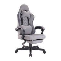 Chaise de jeu en tissu, vente en gros, chaise d'ordinateur ergonomique robuste avec accoudoirs articulés, appui-tête, support lombaire et repose-pieds
