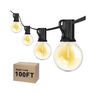 Guirlande lumineuse LED G40 à énergie solaire, 100 pieds, étanche IP44, pour extérieur, jardin, Noël, 30000 heures de durée de vie - Product Image 1