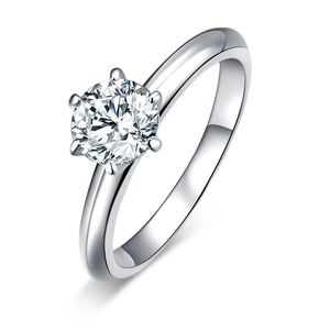 Anillo <span class=keywords><strong>de</strong></span> Compromiso Clásico XJZ001 con Moissanita 1C, Corte Redondo, Plata 925, Joyería <span class=keywords><strong>para</strong></span> Citas y Fiestas, Talla 5-9 - Product Image 1