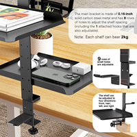Étagère de rangement à 3 niveaux en acier au carbone sans perçage Plateau organisateur latéral de table pour bureau Table de chevet Comptoir de cuisine Étagère peu encombrante