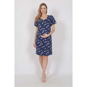 Camisón de Maternidad para Mujer, Jersey Transpirable, Silueta Recta, Azul con Estampado - Product Image 4