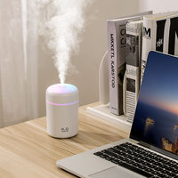 Nouveau Humidificateur Diffuseur d'Huiles Essentielles à Brume Ultrasonique H2O Portable Mini LED 300 mL Double Pulvérisation pour Voiture USB 2025