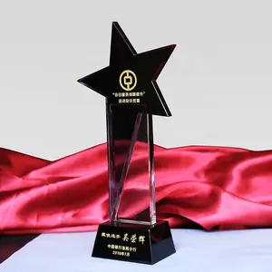 Trofeo en forma de estrella de cristal, recuerdo de negocios, venta al por mayor