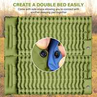 Matelas de couchage gonflable en polyester ultraléger avec oreiller intégré, sans valve, design compact, gonflage/dégonflage rapide, pour l'extérieur