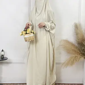 Оптовая продажа, мусульманский женский цельный комплект, элегантный великолепный удобный ледяной шелковый креп материал jilbab