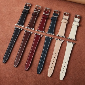 Correa de reloj de cuero encerado vintage de lujo para iWatch Ultra, hecha a mano con cuero de vaca de primera capa y hebilla cuadrada. - Product Image 1