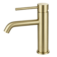 Robinet de lavabo moderne simple à poignée unique, monotrou, en acier inoxydable, avec cartouche céramique, revêtement PVD, garantie 3 ans