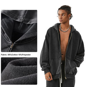 Sweats à capuche zippés surdimensionnés Streetwear personnalisés de fabricant de haute qualité Sweats à capuche pour hommes vierges - Product Image 3