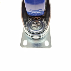 4in Blue PU Gummi rad Hochleistungs-Lebensmittel wagen Schwenk verriegelung Industrie rollen räder - Product Image 4