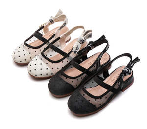 Sandales d'été tendance à pois en maille, sandales princesse à bout fermé pour filles - Product Image 6