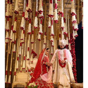 Jasmin avec décoration murale suspendue rose pour décor de plafond de scène de mariage, toile de fond de festival indien du sud, toile de fond Mogra Nikah - Product Image 1